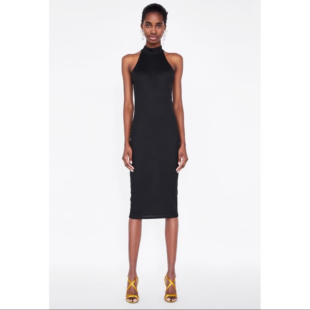 Zara - High Neck Racer Back Sparkle Midi Dress